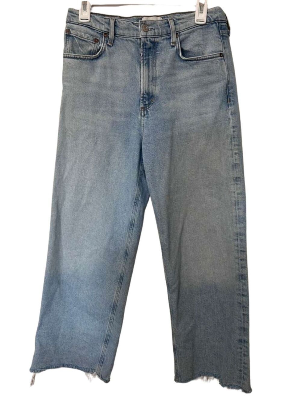 Agolde High Waist Wide Leg Jeans Women's Size 28 Ren Raw Hem Ankle Denim